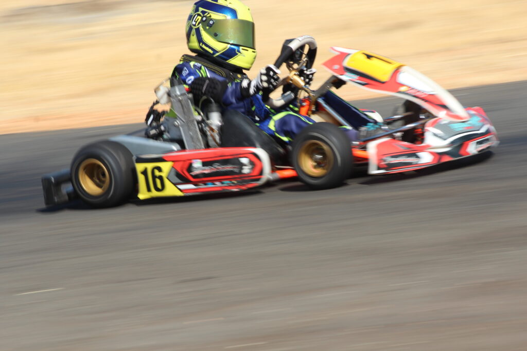 Go-kart racer in action at Namibian National Karting Championship